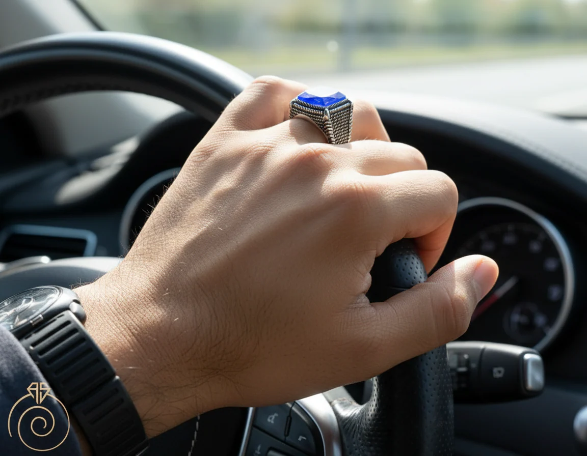 RARE PRINCE by CARAT SUTRA | Unique Turkish Style Ring with Natural Blue Lapis Lazuli | 925 Sterling Silver Oxidized Ring | Men's Jewelry | With Certificate of Authenticity and 925 Hallmark - Image 5
