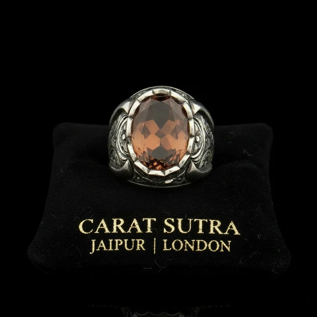 RARE PRINCE by CARAT SUTRA | Unique Turkish Style Ring with Natural Gomed | 925 Sterling Silver Oxidized Ring | Men's Jewelry | With Certificate of Authenticity and 925 Hallmark - Image 2