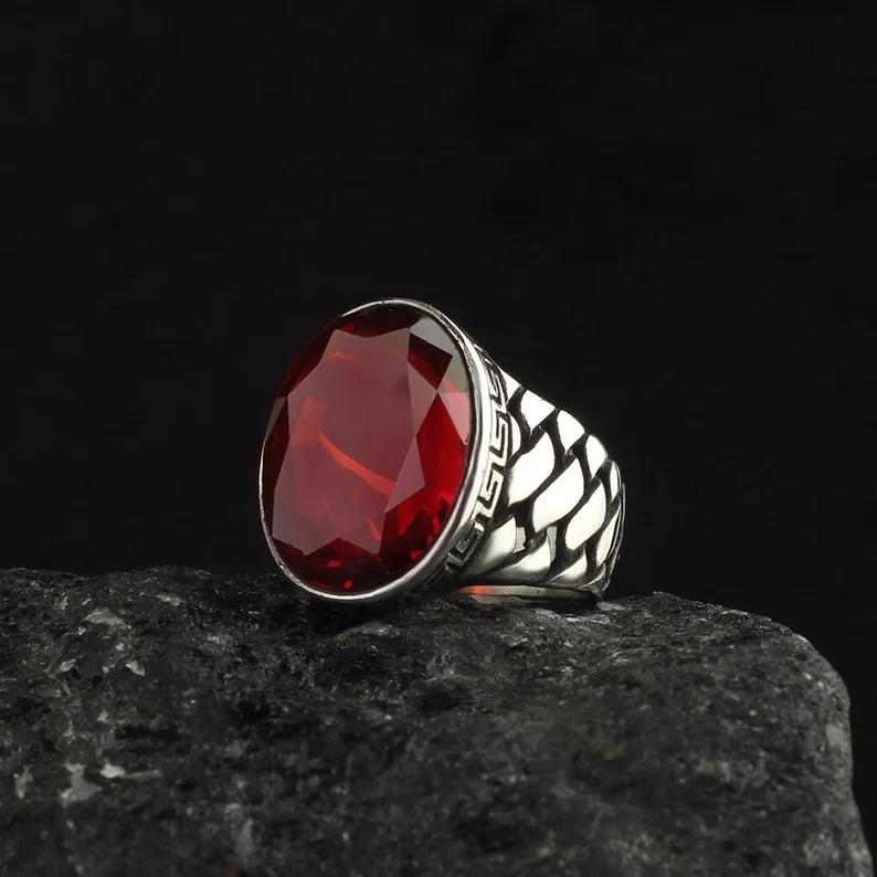 RARE PRINCE by CARAT SUTRA | Unique Turkish Style Ring with Natural Gomed | 925 Sterling Silver Oxidized Ring | Men's Jewelry | With Certificate of Authenticity and 925 Hallmark - Image 2