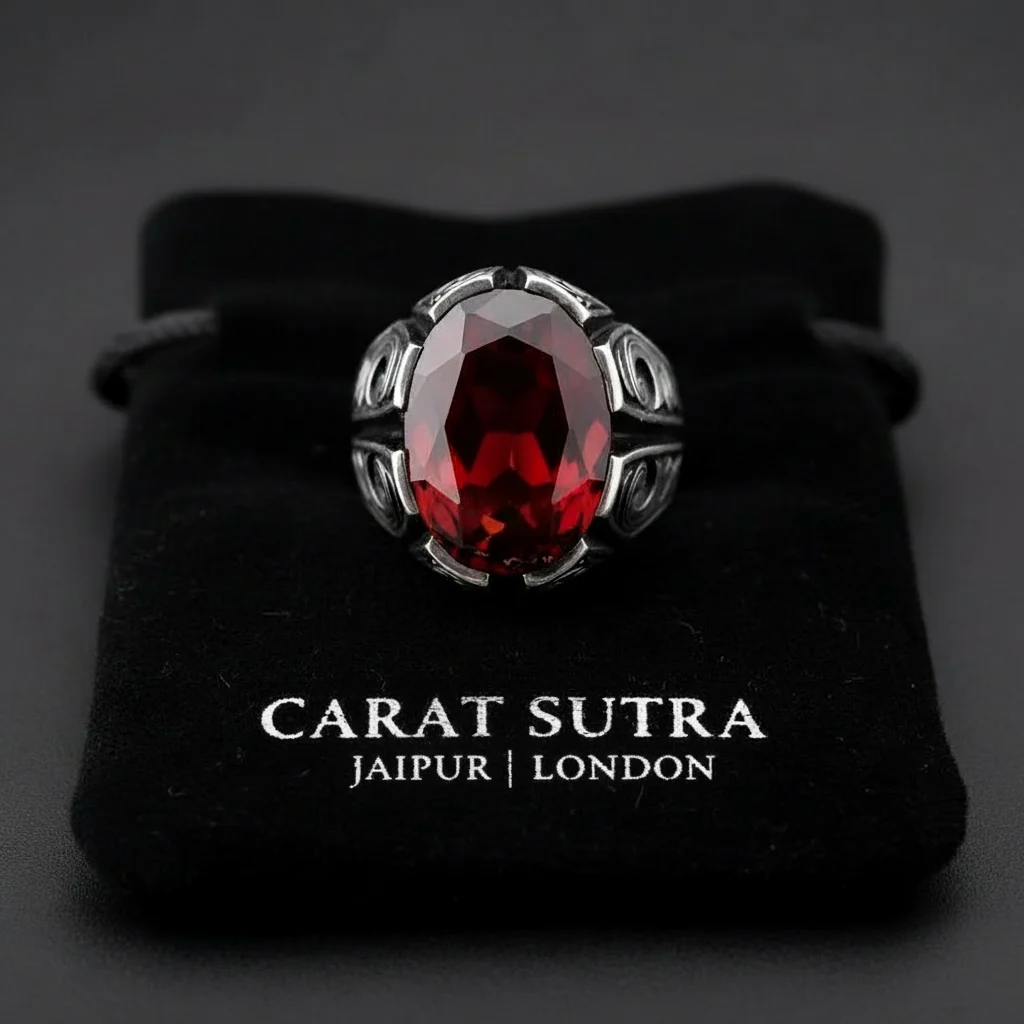 RARE PRINCE by CARAT SUTRA | Unique Turkish Style Ring with Natural Gomed | 925 Sterling Silver Oxidized Ring | Men's Jewelry | With Certificate of Authenticity and 925 Hallmark - Image 3