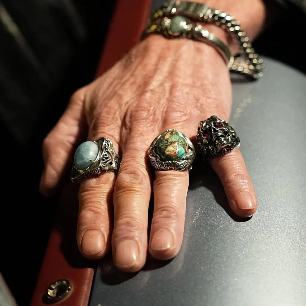 RARE PRINCE by CARAT SUTRA | Biker Guy, Oval shaped Turkish Style Ring with Natural Irani Turquoise (Firoza) with Eagle | 925 Sterling Silver Oxidized Ring | Men's Jewelry | With Certificate of Authenticity and 925 Hallmark - Image 8