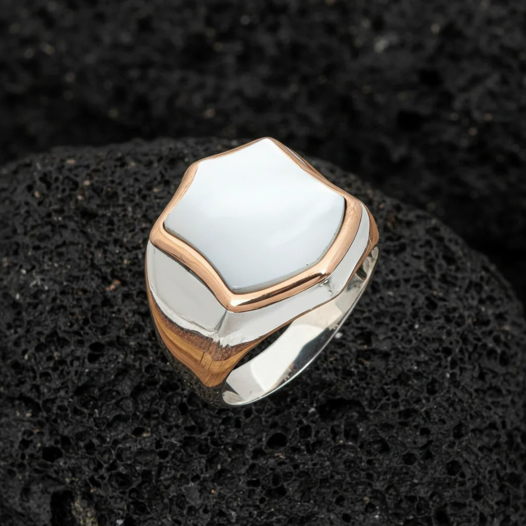 RARE PRINCE by CARAT SUTRA | Unique Turkish Style Ring with Natural Pearl | 925 Sterling Silver | Men's Jewelry | With Certificate of Authenticity and 925 Hallmark