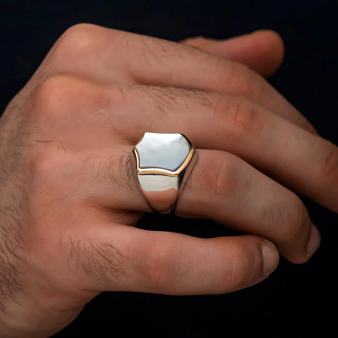 RARE PRINCE by CARAT SUTRA | Unique Turkish Style Ring with Natural Pearl | 925 Sterling Silver | Men's Jewelry | With Certificate of Authenticity and 925 Hallmark - Image 2