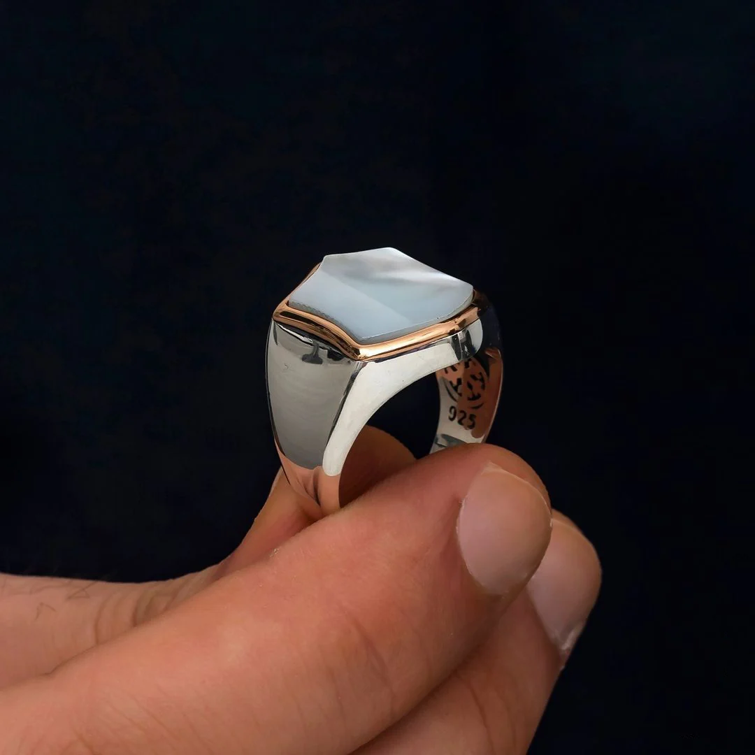 RARE PRINCE by CARAT SUTRA | Unique Turkish Style Ring with Natural Pearl | 925 Sterling Silver | Men's Jewelry | With Certificate of Authenticity and 925 Hallmark - Image 5