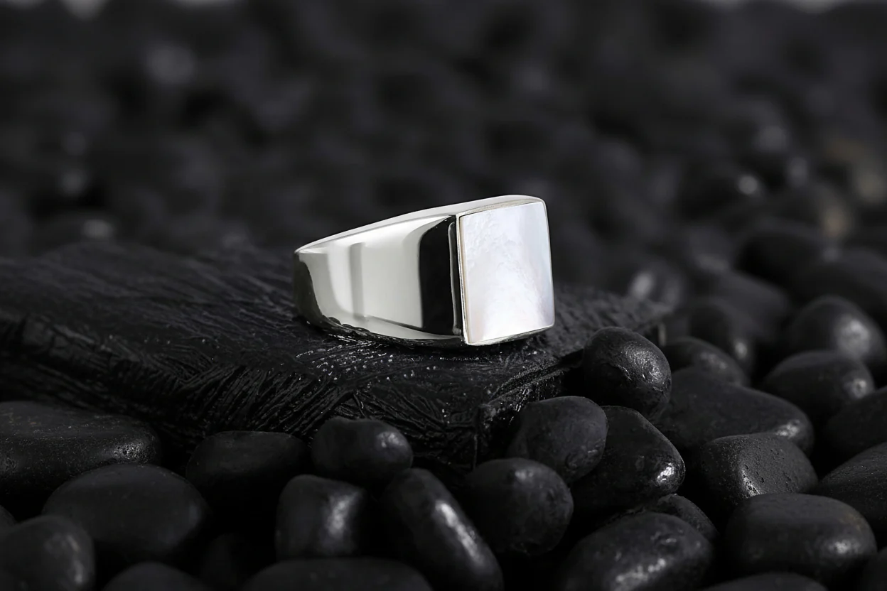 RARE PRINCE by CARAT SUTRA | Unique Turkish Style Ring with Natural Pearl | 925 Sterling Silver Oxidized Ring | Men's Jewelry | With Certificate of Authenticity and 925 Hallmark