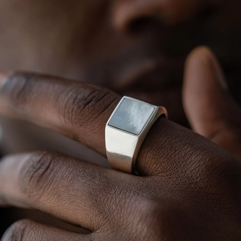 RARE PRINCE by CARAT SUTRA | Unique Turkish Style Ring with Natural Pearl | 925 Sterling Silver Oxidized Ring | Men's Jewelry | With Certificate of Authenticity and 925 Hallmark - Image 3