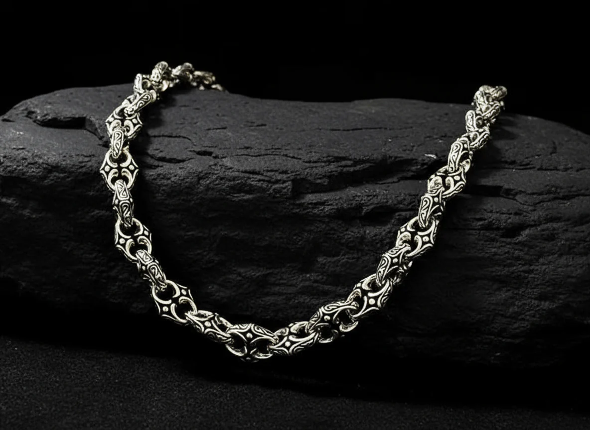 RARE PRINCE by CARAT SUTRA | Unique Vintage Artistry Ancient Oxidized Chain | 925 Sterling Silver Chain | Men's Jewelry | With Certificate of Authenticity and 925 Hallmark