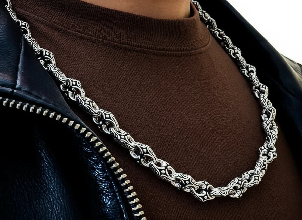 RARE PRINCE by CARAT SUTRA | Unique Vintage Artistry Ancient Oxidized Chain | 925 Sterling Silver Chain | Men's Jewelry | With Certificate of Authenticity and 925 Hallmark - Image 3
