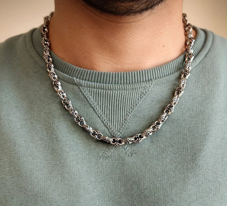 RARE PRINCE by CARAT SUTRA | Unique Vintage Artistry Ancient Oxidized Chain | 925 Sterling Silver Chain | Men's Jewelry | With Certificate of Authenticity and 925 Hallmark - Image 4