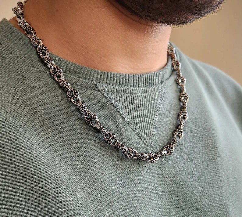 RARE PRINCE by CARAT SUTRA | Unique Vintage Artistry Ancient Oxidized Chain | 925 Sterling Silver Chain | Men's Jewelry | With Certificate of Authenticity and 925 Hallmark - Image 6