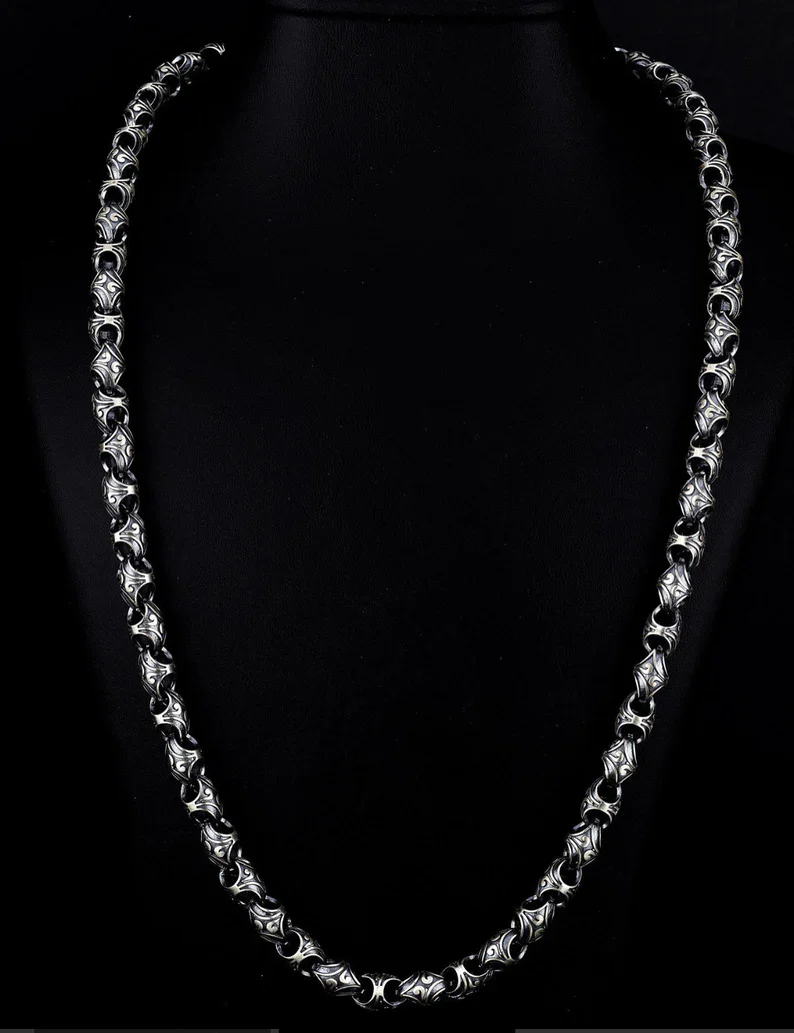 RARE PRINCE by CARAT SUTRA | Unique Vintage Artistry Ancient Oxidized Chain | 925 Sterling Silver Chain | Men's Jewelry | With Certificate of Authenticity and 925 Hallmark