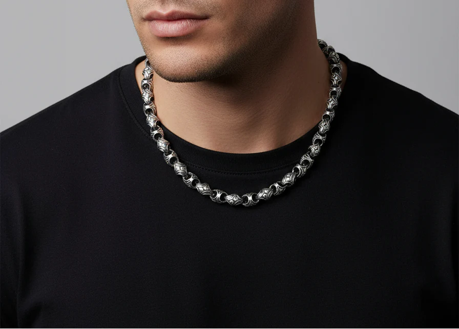 RARE PRINCE by CARAT SUTRA | Unique Vintage Artistry Ancient Oxidized Chain | 925 Sterling Silver Chain | Men's Jewelry | With Certificate of Authenticity and 925 Hallmark - Image 2