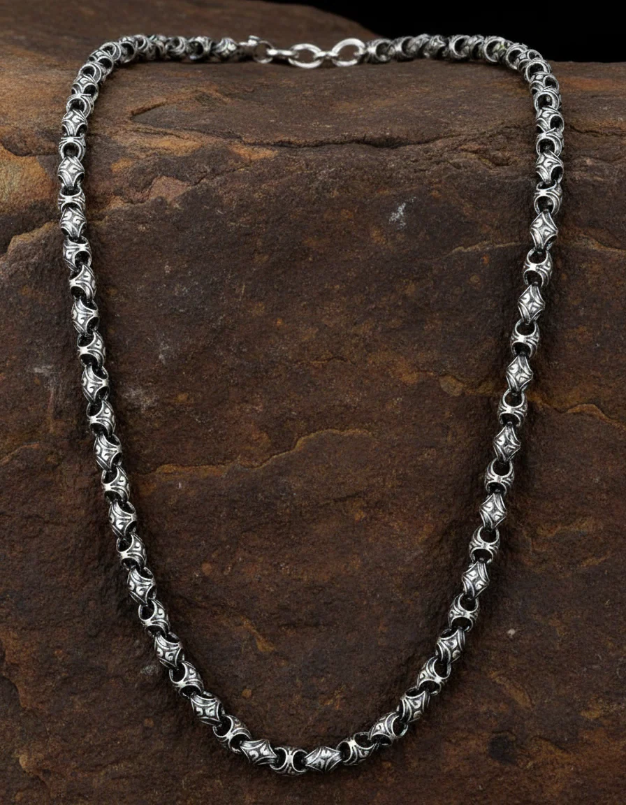 RARE PRINCE by CARAT SUTRA | Unique Vintage Artistry Ancient Oxidized Chain | 925 Sterling Silver Chain | Men's Jewelry | With Certificate of Authenticity and 925 Hallmark - Image 4