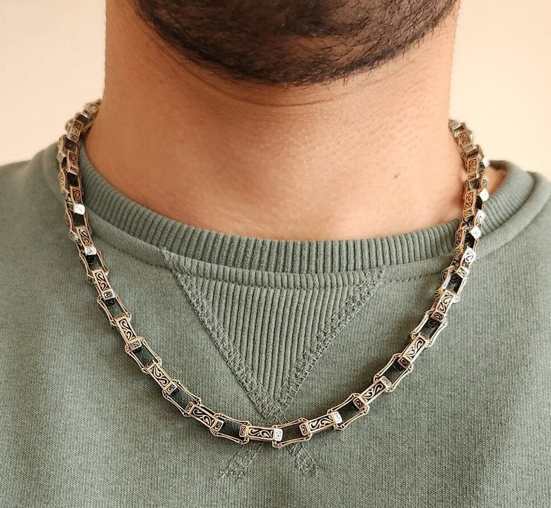 RARE PRINCE by CARAT SUTRA | Unique Vintage Artistry Ancient Oxidized Chain | 925 Sterling Silver Chain | Men's Jewelry | With Certificate of Authenticity and 925 Hallmark - Image 5