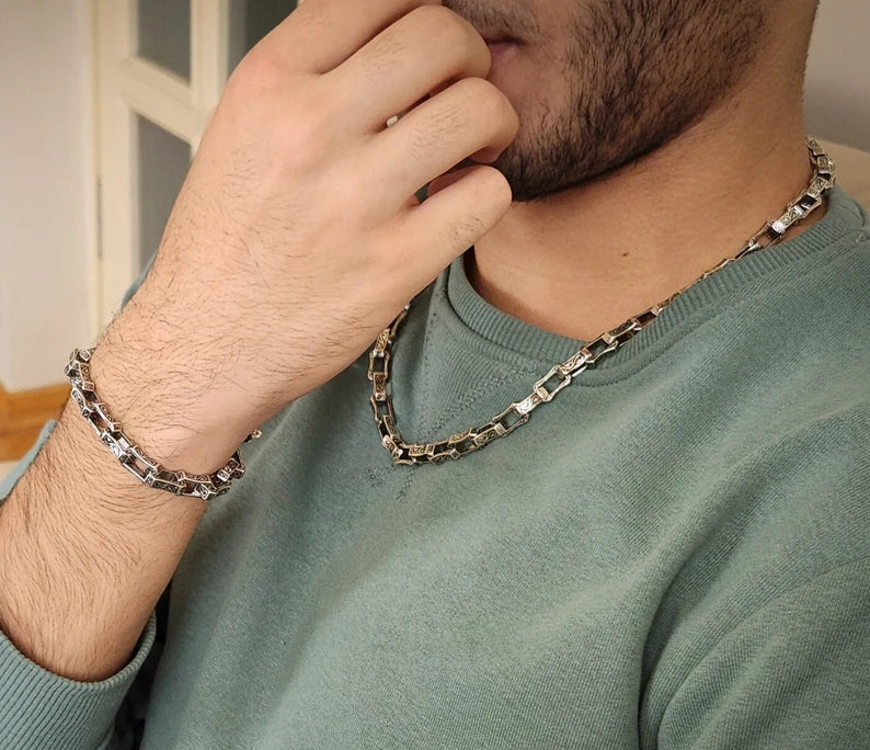 RARE PRINCE by CARAT SUTRA | Unique Vintage Artistry Ancient Oxidized Chain | 925 Sterling Silver Chain | Men's Jewelry | With Certificate of Authenticity and 925 Hallmark - Image 6