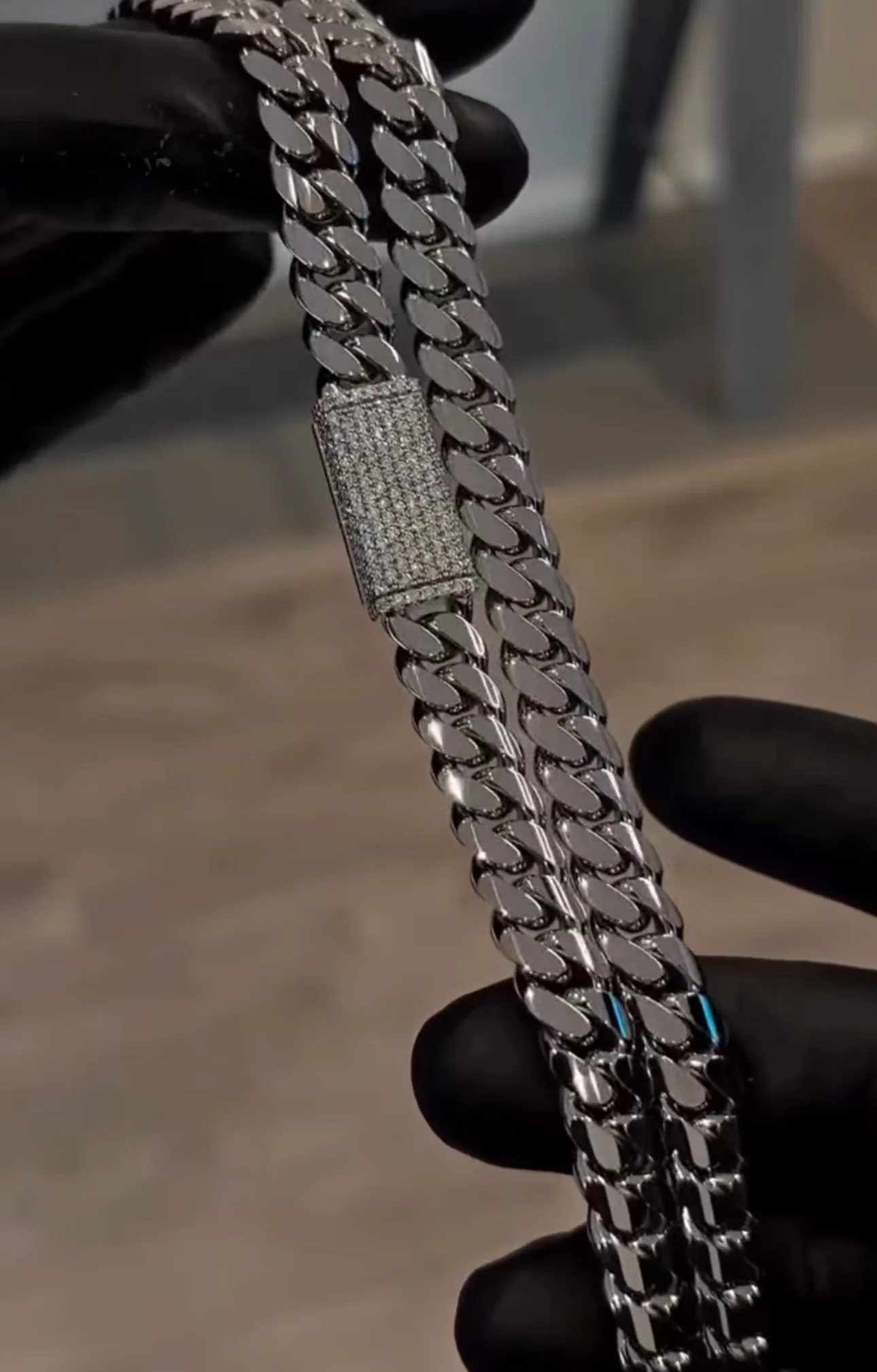 Solid 12mm Miami Cuban Link Chain with Iced Lock | White Rhodium Plated on 925 Sterling Silver Chain with AAA+ Quality Swarovski Diamonds | With Certificate of Authenticity and 925 Hallmark - Image 5