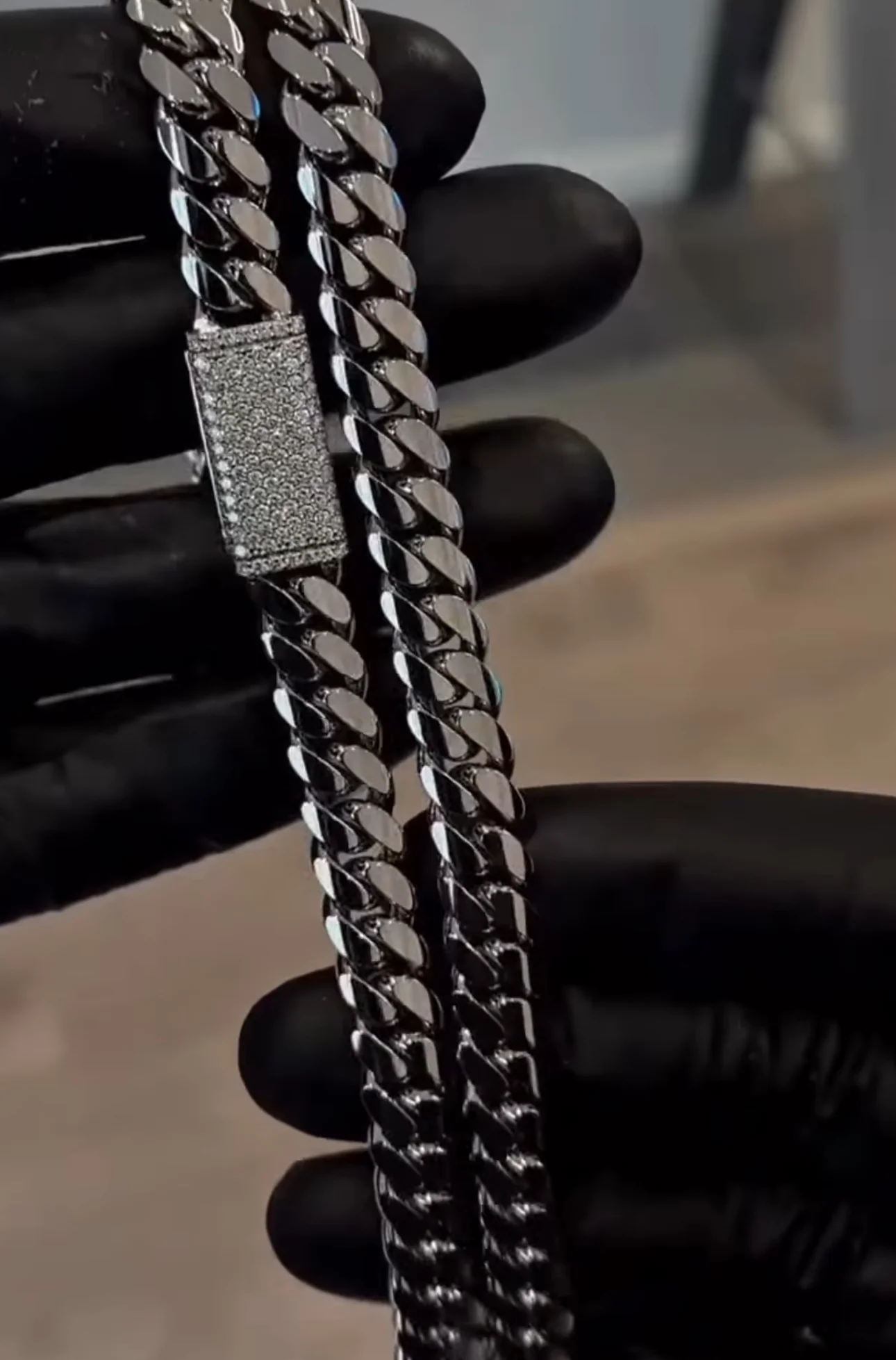 Solid 12mm Miami Cuban Link Chain with Iced Lock | White Rhodium Plated on 925 Sterling Silver Chain with AAA+ Quality Swarovski Diamonds | With Certificate of Authenticity and 925 Hallmark - Image 7