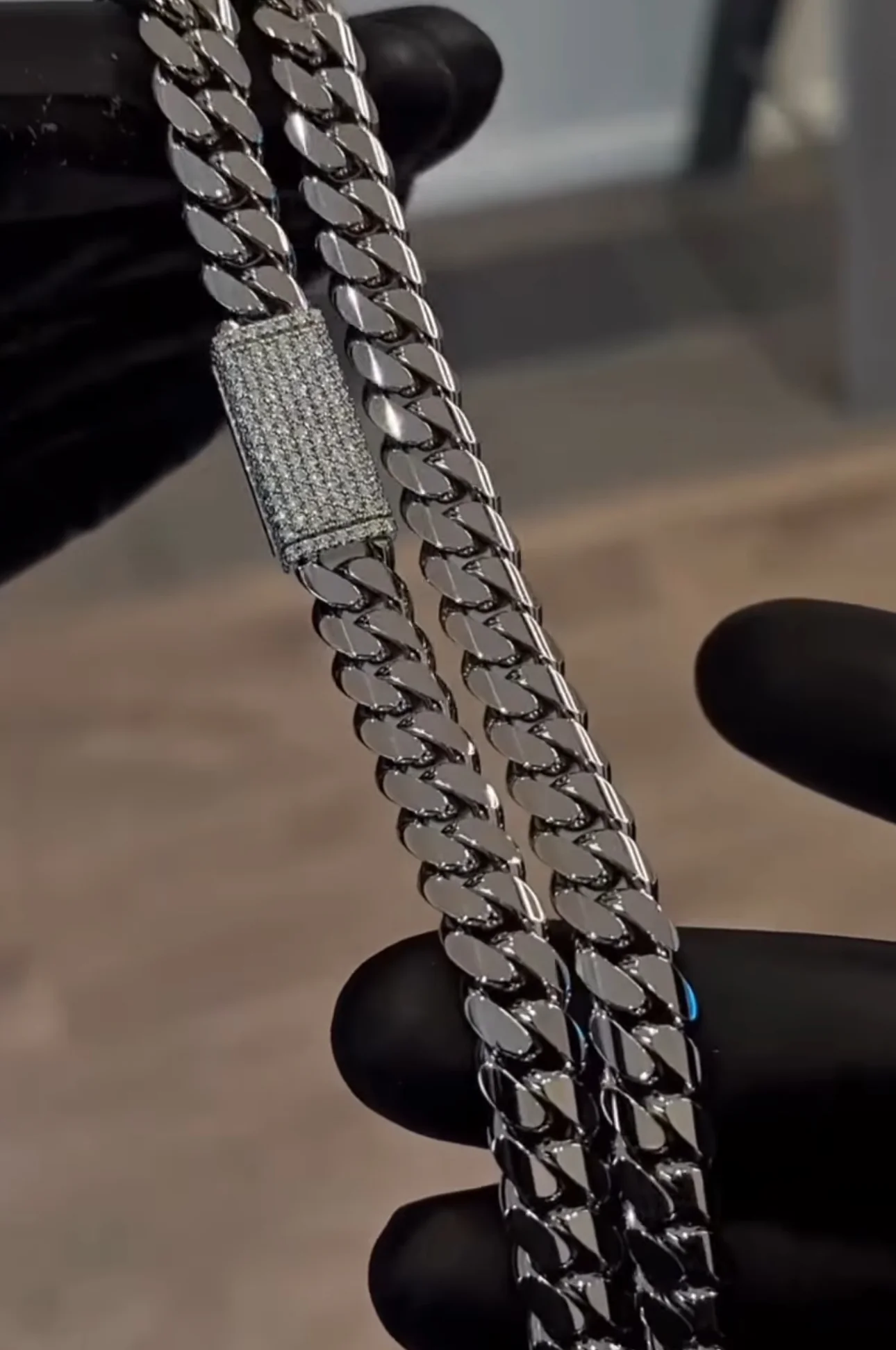 Solid 12mm Miami Cuban Link Chain with Iced Lock | White Rhodium Plated on 925 Sterling Silver Chain with AAA+ Quality Swarovski Diamonds | With Certificate of Authenticity and 925 Hallmark - Image 8