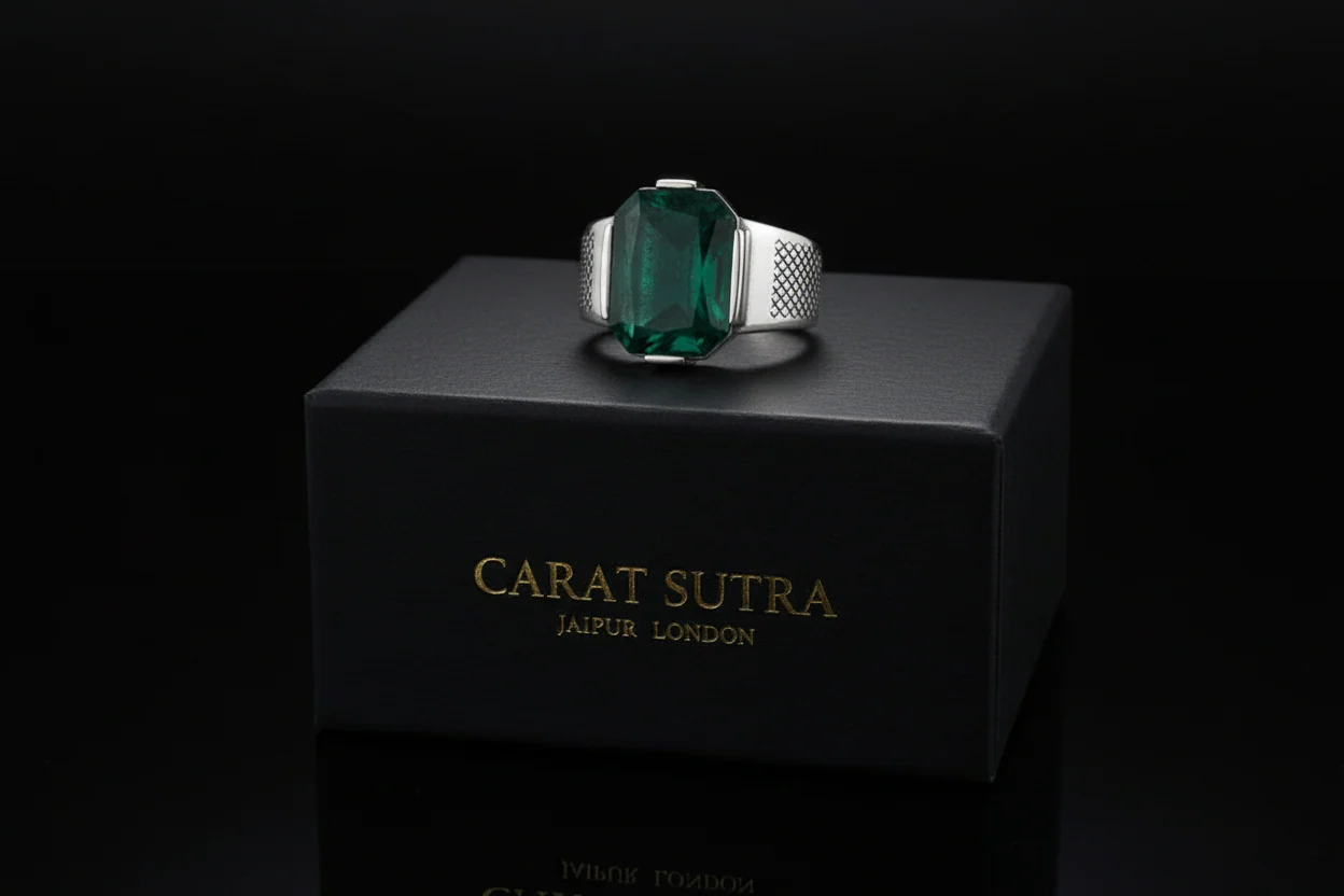 Turkish Style Ring with Octagon Cut Natural Emerald | 925 Sterling Silver Oxidized Ring |With Certificate of Authenticity and 925 Hallmark - Image 3
