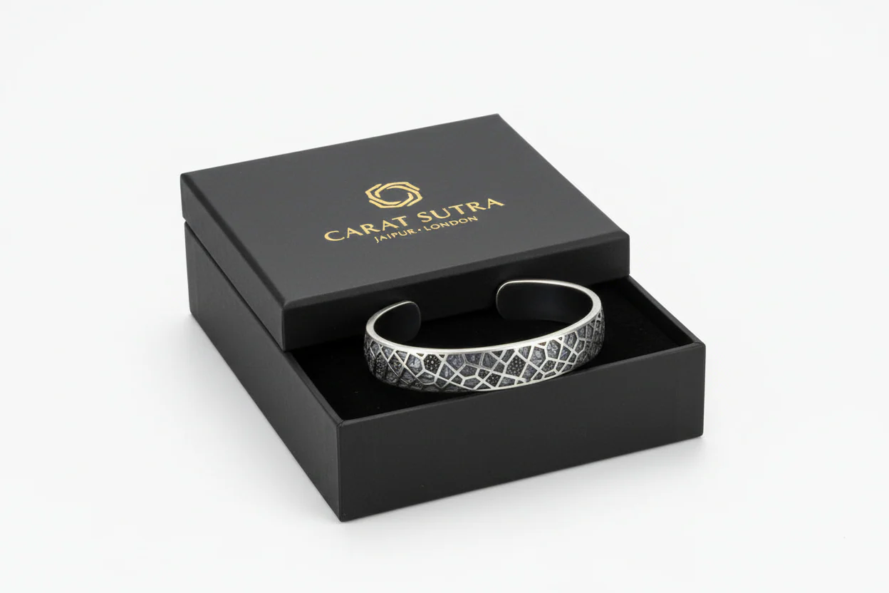Uneven Textured Adjustable Modern Style Bangle/kadaa/Handcuff | 925 Sterling Silver Bracelet | With Certificate of Authenticity and 925 Hallmark - Image 2