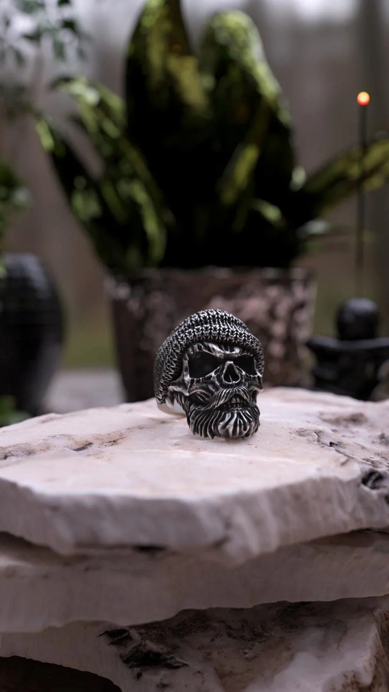 Unique Bearded Skull Ring | 925 Sterling Silver Oxidized Ring | Men's Jewelry | With Certificate of Authenticity and 925 Hallmark - Image 3