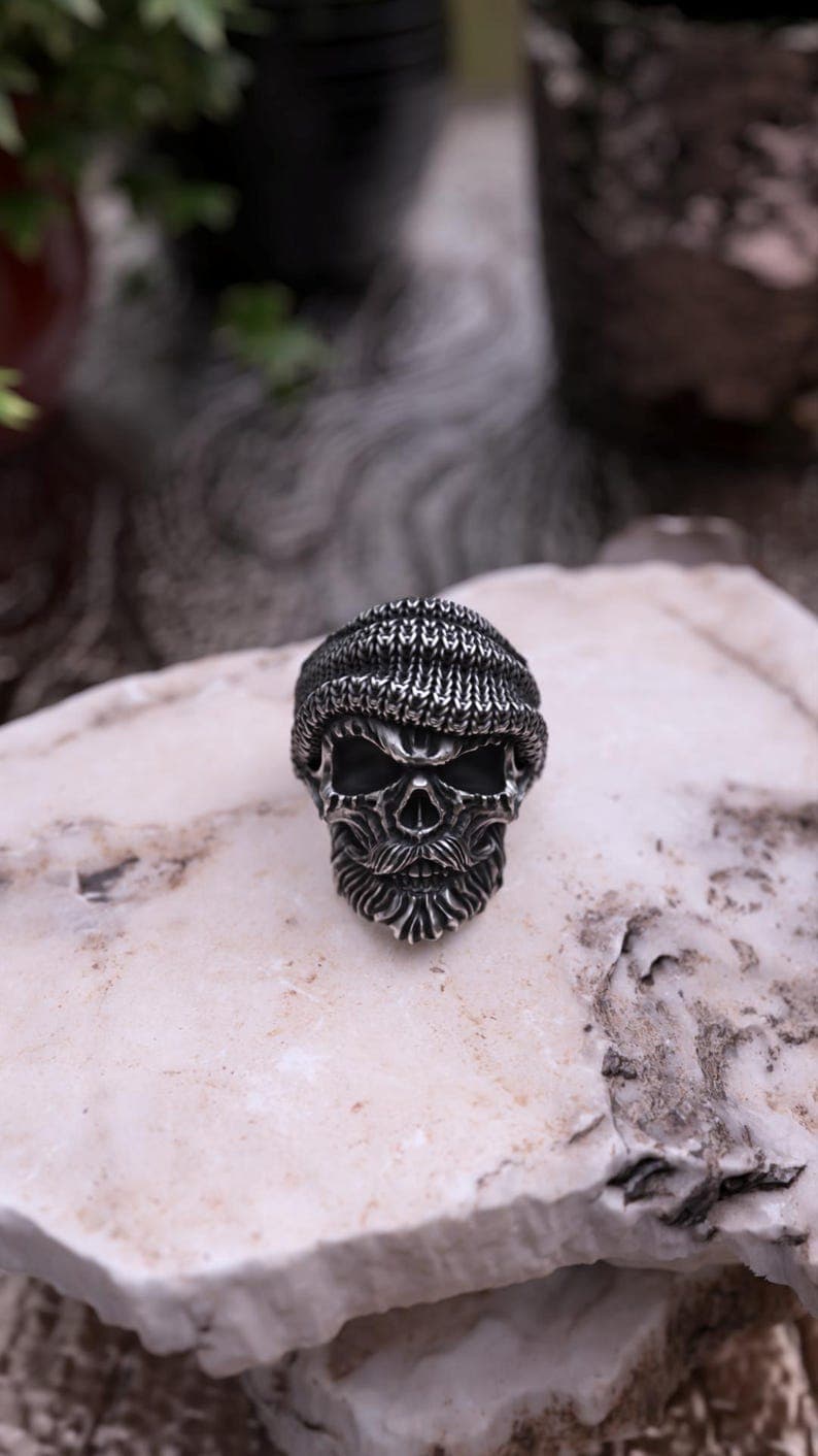 Unique Bearded Skull Ring | 925 Sterling Silver Oxidized Ring | Men's Jewelry | With Certificate of Authenticity and 925 Hallmark - Image 4