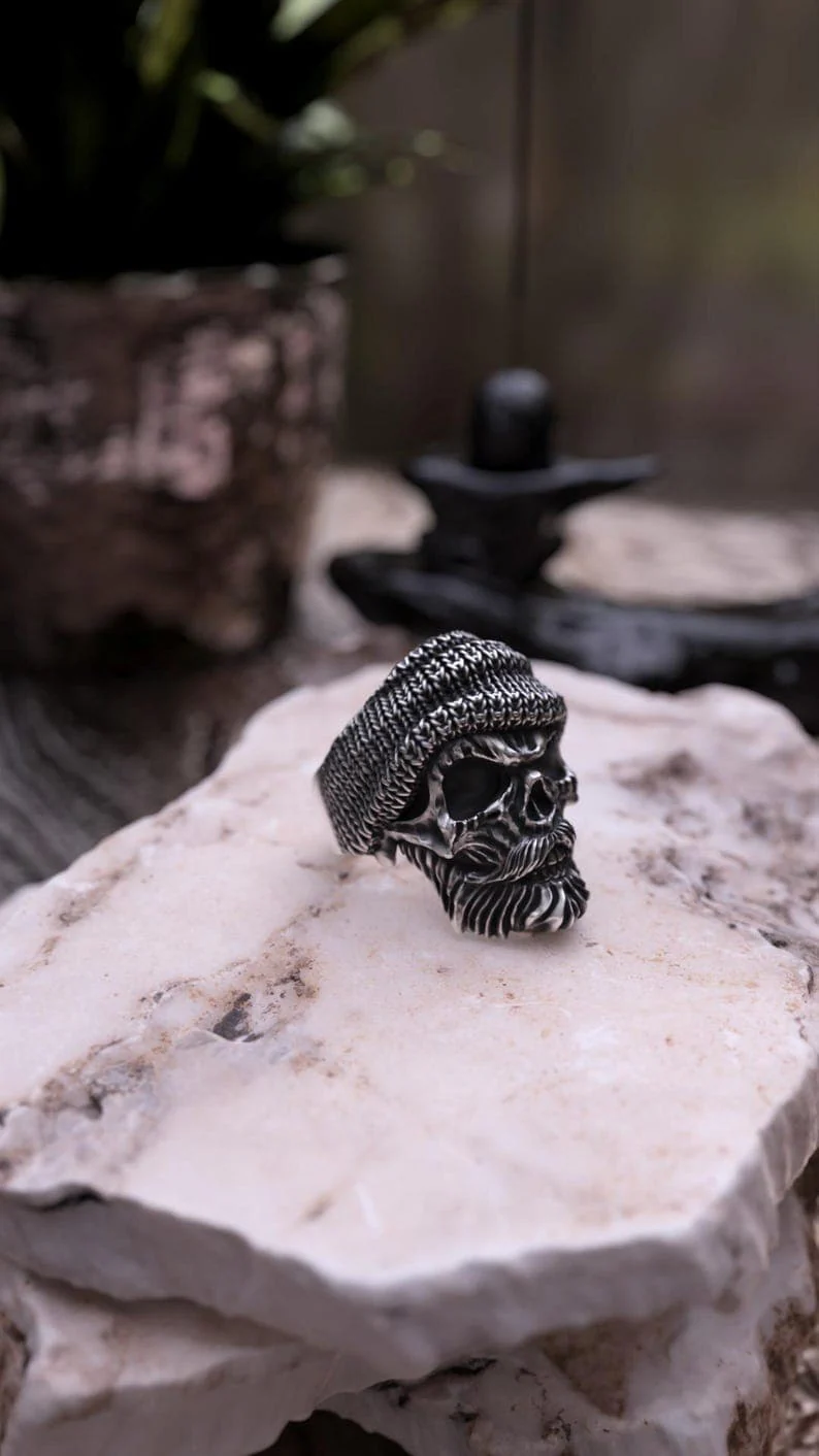 Unique Bearded Skull Ring | 925 Sterling Silver Oxidized Ring | Men's Jewelry | With Certificate of Authenticity and 925 Hallmark - Image 6