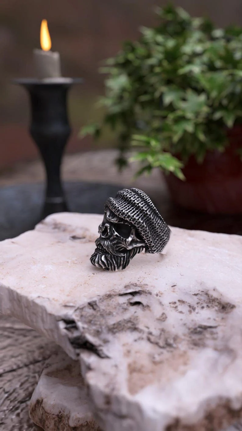 Unique Bearded Skull Ring | 925 Sterling Silver Oxidized Ring | Men's Jewelry | With Certificate of Authenticity and 925 Hallmark - Image 7