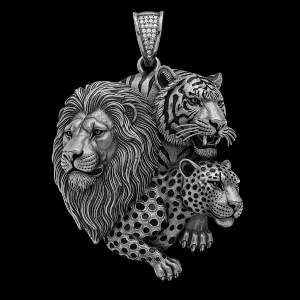 Unique Designed Lion - Tiger - Leopard Pendant for Men | 925 Sterling Silver Oxidized Pendant | Men's Jewelry | With Certificate of Authenticity and 925 Hallmark - Image 5