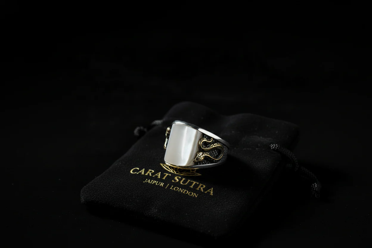 Unique Designed Turkish Style Curved Ring with Mother Of Pearl | 925 Sterling Silver Ring |With Certificate of Authenticity and 925 Hallmark - Image 3