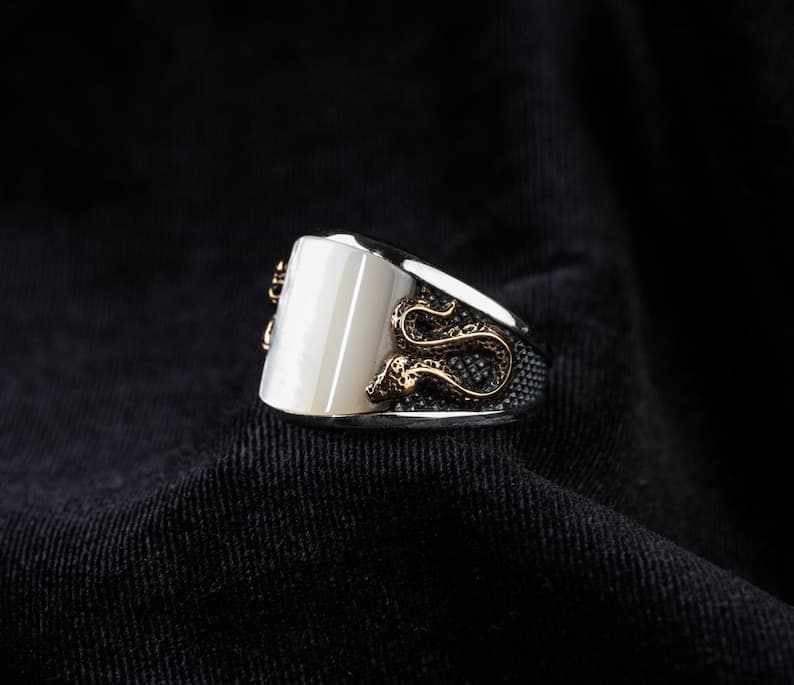 Unique Designed Turkish Style Curved Ring with Mother Of Pearl | 925 Sterling Silver Ring |With Certificate of Authenticity and 925 Hallmark - Image 6