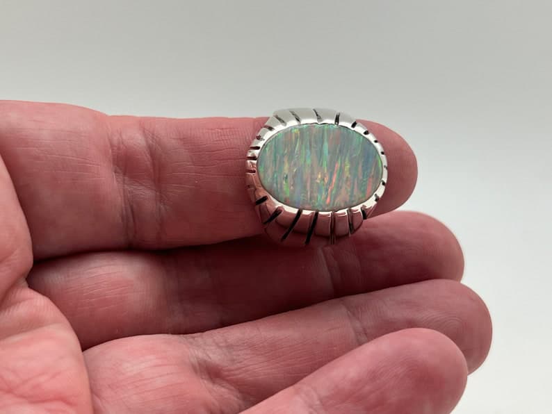 Unique Designed Turkish Style Ring with 12ct Fire Australian Opal | 925 Sterling Silver Oxidized Ring | With Certificate of Authenticity and 925 Hallmark - Image 5