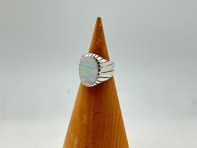 Unique Designed Turkish Style Ring with 12ct Fire Australian Opal | 925 Sterling Silver Oxidized Ring | With Certificate of Authenticity and 925 Hallmark - Image 6