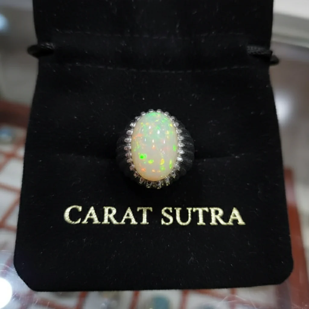 Unique Designed Turkish Style Ring with 12 carats Fire Ethiopean Opal | 925 Sterling Silver Oxidized Ring | With Certificate of Authenticity and 925 Hallmark - Image 2