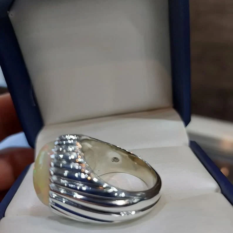 Unique Designed Turkish Style Ring with 12 carats Fire Ethiopean Opal | 925 Sterling Silver Oxidized Ring | With Certificate of Authenticity and 925 Hallmark - Image 6
