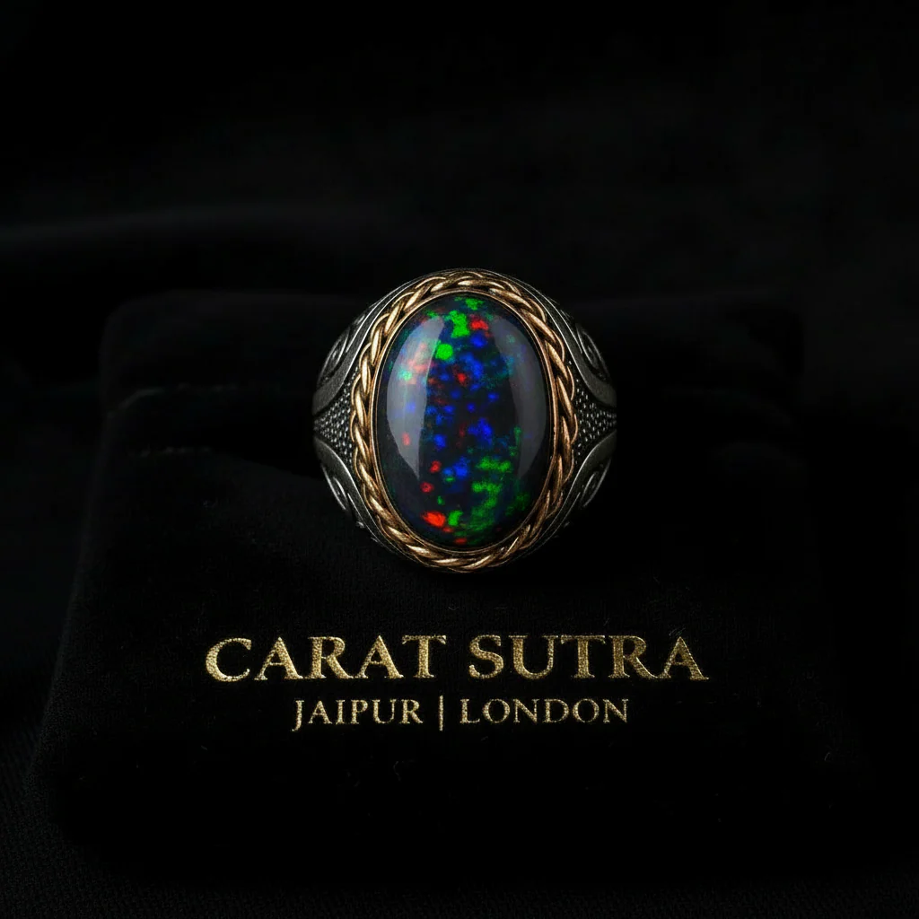 Unique Designed Turkish Style Ring with 12ct Natural Fire Black Opal | 925 Sterling Silver Oxidized Ring | With Certificate of Authenticity and 925 Hallmark - Image 3