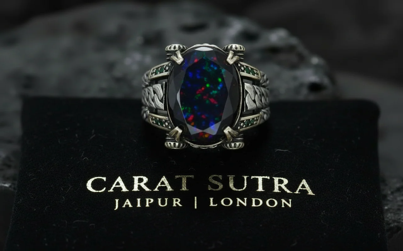 Unique Designed Turkish Style Ring with 12ct Natural Fire Black Opal | 925 Sterling Silver Oxidized Ring | With Certificate of Authenticity and 925 Hallmark - Image 2