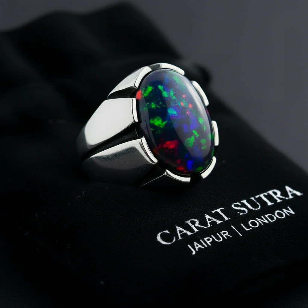 Unique Designed Turkish Style Ring with 12ct Natural Fire Black Opal | 925 Sterling Silver Oxidized Ring | With Certificate of Authenticity and 925 Hallmark - Image 2