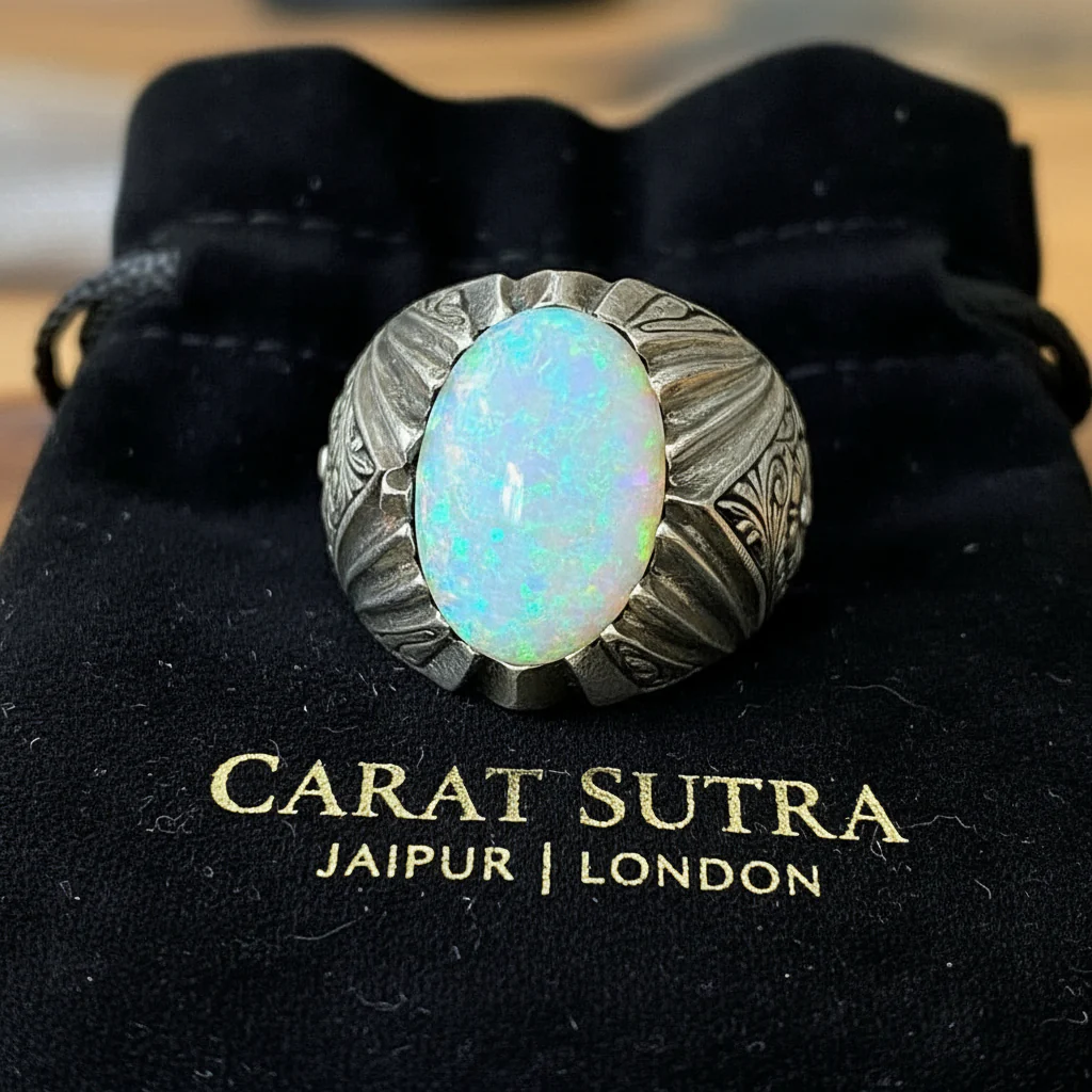 Unique Designed Turkish Style Ring with Excellent quality 12ct Fire Australian Opal | 925 Sterling Silver Oxidized Ring | With Certificate of Authenticity and 925 Hallmark - Image 3