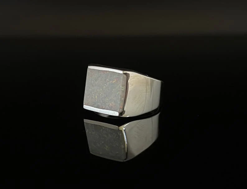 Unique Designed Turkish Style Ring with 8ct Oval Fire Australian Opal | 925 Sterling Silver Oxidized Ring | With Certificate of Authenticity and 925 Hallmark - Image 5