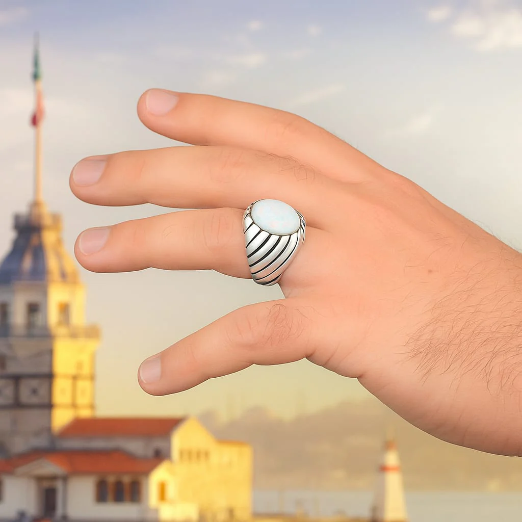 Unique Designed Turkish Style Ring with Excellent quality 10ct Fire Australian Opal | 925 Sterling Silver Oxidized Ring | With Certificate of Authenticity and 925 Hallmark - Image 2