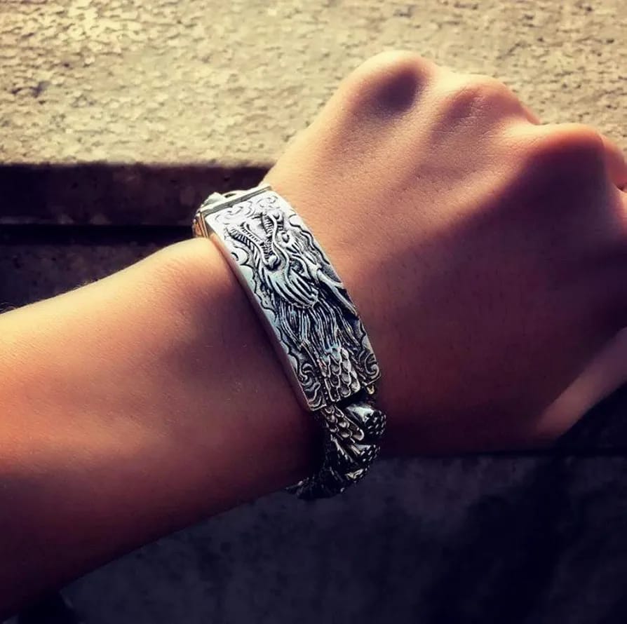 16mm wide Unique Embossed Dragon Bracelet for Men | 925 Sterling Silver Bracelet | With Certificate of Authenticity and 925 Hallmark - Image 6