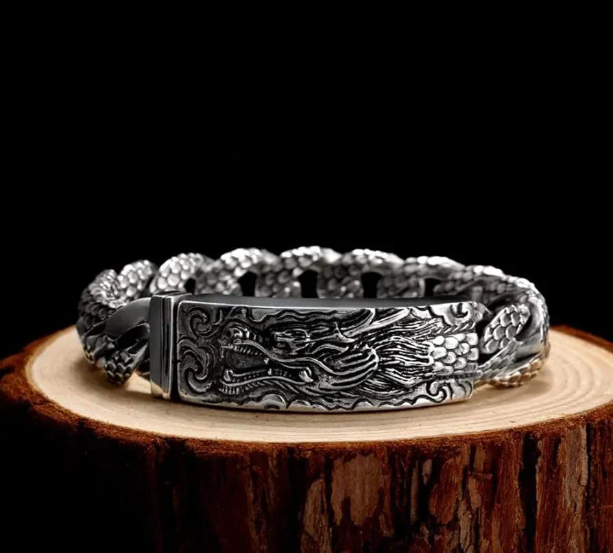 16mm wide Unique Embossed Dragon Bracelet for Men | 925 Sterling Silver Bracelet | With Certificate of Authenticity and 925 Hallmark - Image 7
