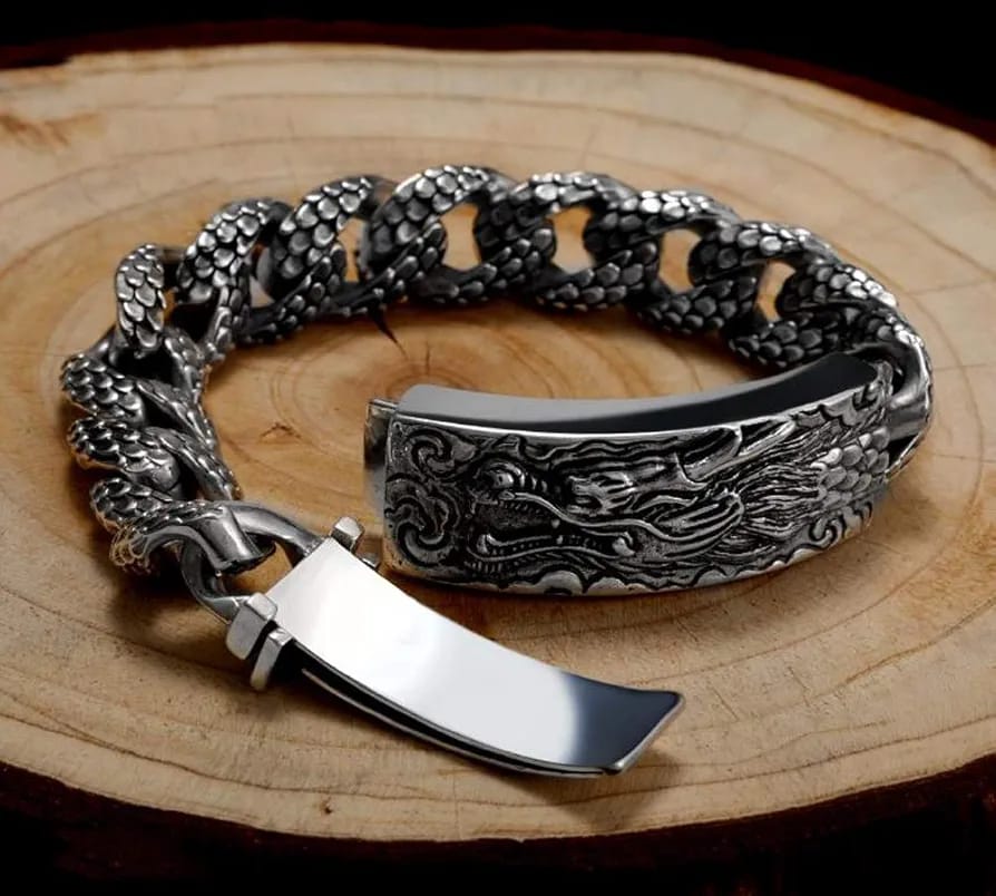 16mm wide Unique Embossed Dragon Bracelet for Men | 925 Sterling Silver Bracelet | With Certificate of Authenticity and 925 Hallmark - Image 8
