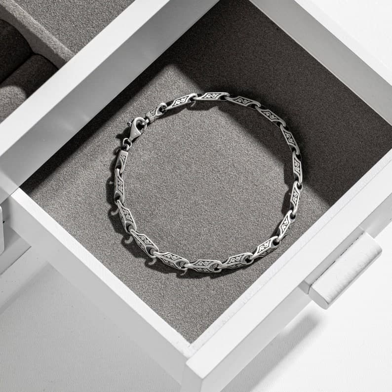 5mm, solid, wide Hand Engraved Vintage Oxidized Bracelet | 25-35g, 925 Sterling Silver Bracelet | With Certificate of Authenticity and 925 Hallmark - Image 3