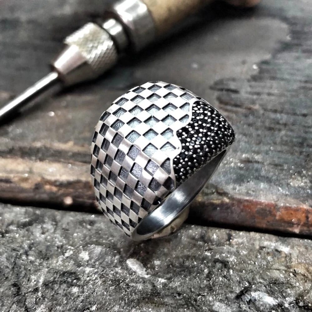 Unique Handmade Turkish Style Ring with Black Zircons | 925 Sterling Silver Oxidized Ring | With Certificate of Authenticity and 925 Hallmark - Image 5