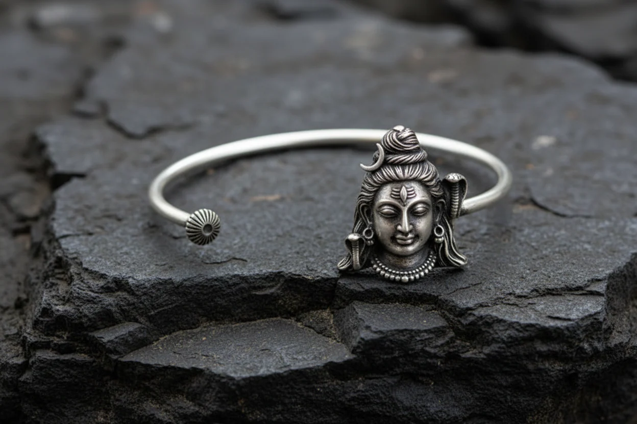 Unique Shiva Handcuff/Kada| 925 Sterling Silver Oxidized Bracelet | With Certificate of Authenticity and 925 Hallmark