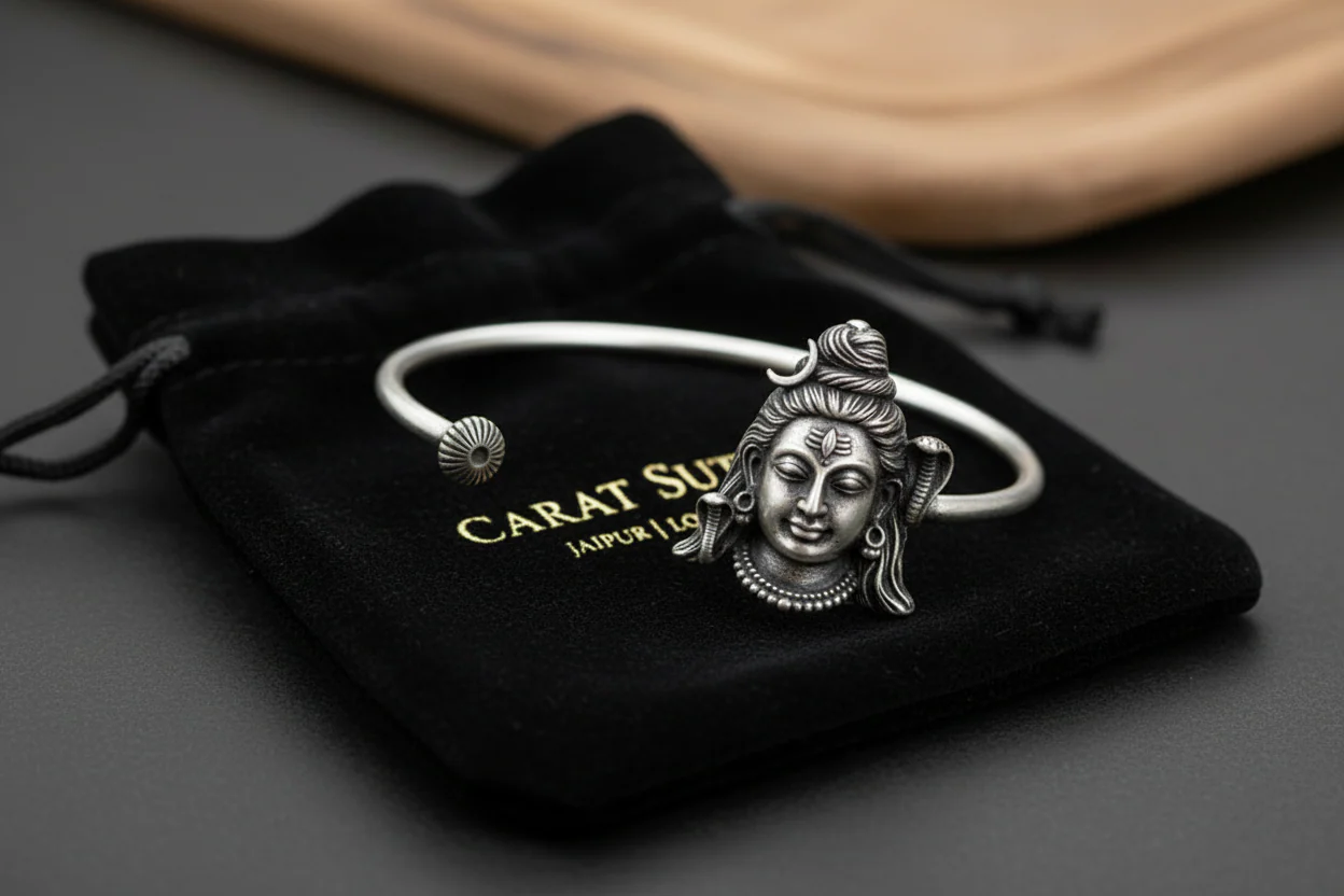 Unique Shiva Handcuff/Kada| 925 Sterling Silver Oxidized Bracelet | With Certificate of Authenticity and 925 Hallmark - Image 2