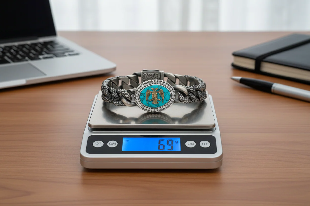 Unique Style Double Headed Eagle Bracelet with original 25ct Irani Turquoise | 925 Sterling Silver Oxidized Bracelet | With Certificate of Authenticity and 925 Hallmark - Image 5