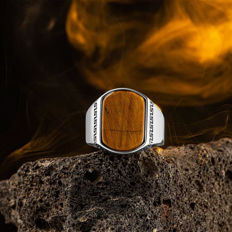 Turkish Style Ring with Natural Tiger Eye Stone | 925 Sterling Silver Oxidized Ring | With Certificate of Authenticity and 925 Hallmark - Image 2